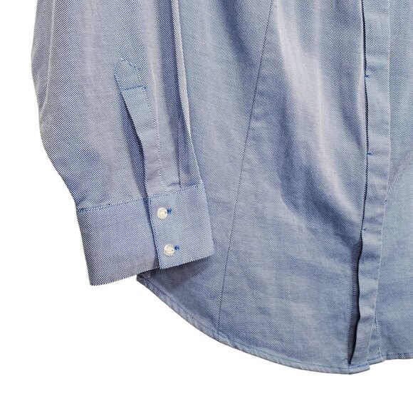 Lane Bryant Plus Size 24 Shirt Stripe Button Up Long Sleeve Collared Cotton Blue - Picture 6 of 10